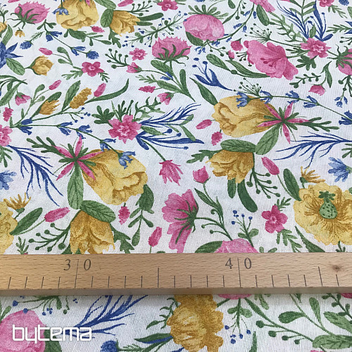Tissu déco Fleurs CLARA rose