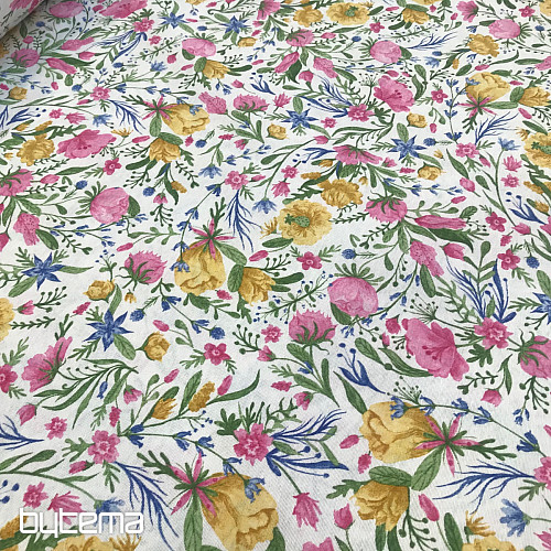 Tissu déco Fleurs CLARA rose