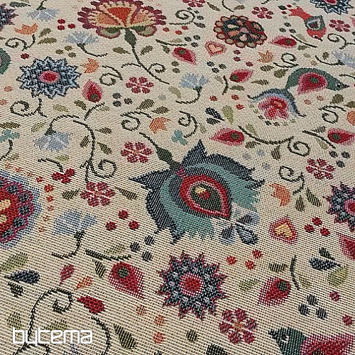 Nappe Gobelin fleurs et oiseau Jurkovič