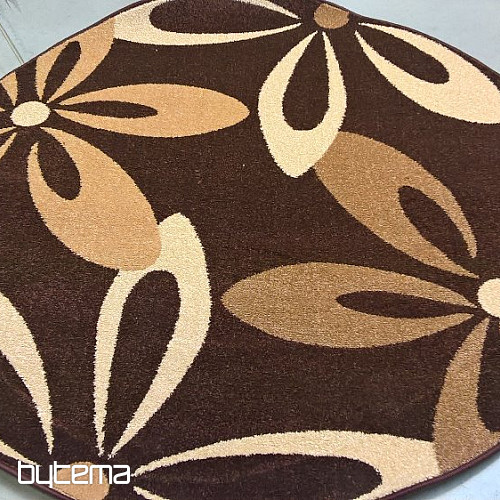 Tapis rond KARMEL fleurs marron