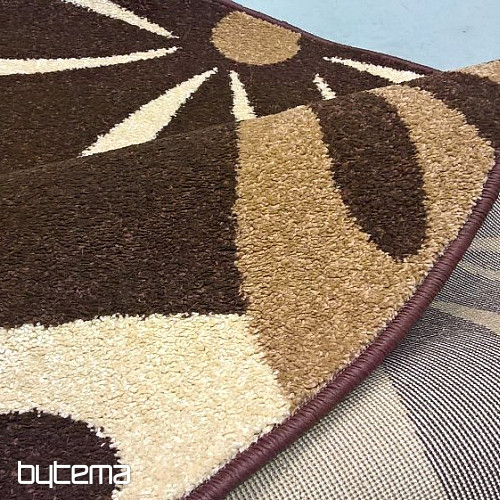 Tapis rond KARMEL fleurs marron
