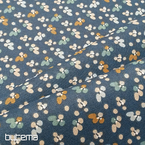 Tissu coton FLEURS FILOMENA bleu