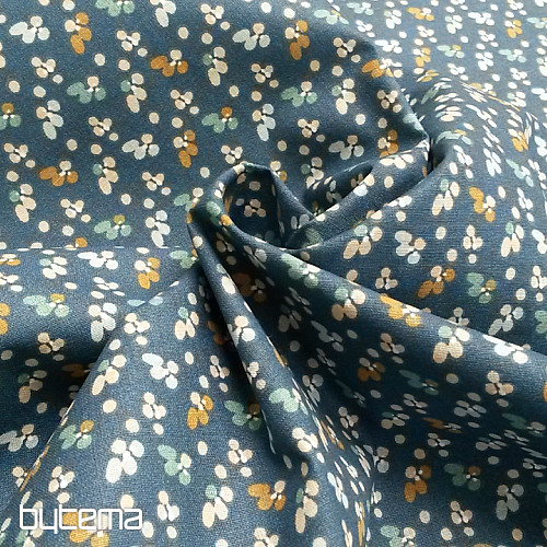 Tissu coton FLEURS FILOMENA bleu