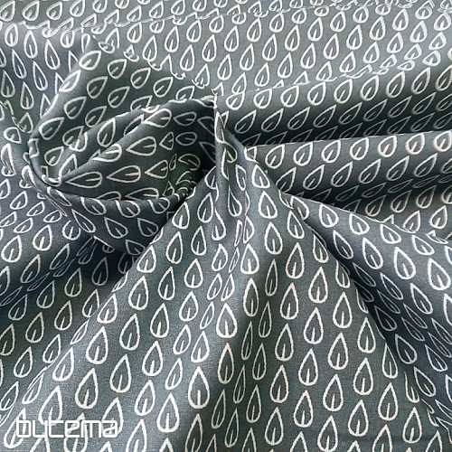 Tissu coton FEUILLES bleu