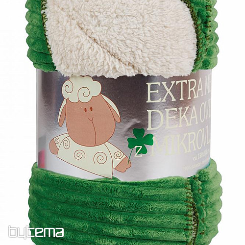 couverture microfibre EXTRA SOFT SHEEP velours côtelé - vert
