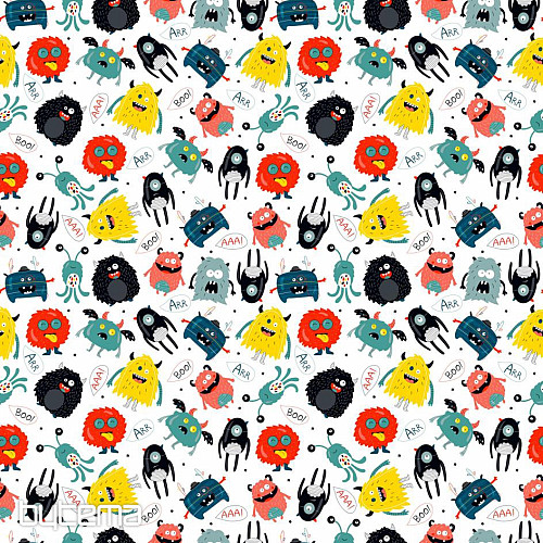 Satin de coton enfant MONSTERS digital