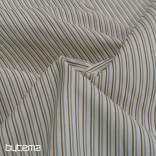 Tissu coton STRIPE gris-moutarde