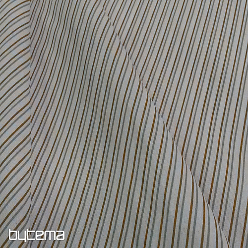 Tissu coton STRIPE gris-moutarde