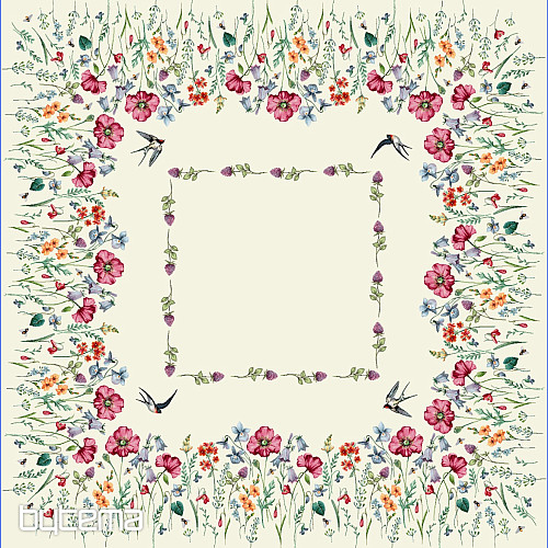 Nappe et foulard tapisserie PRAIRIE AVEC UNE HIRONDELLE