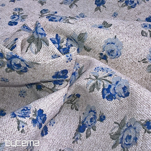 Tissu déco ROSE bleu