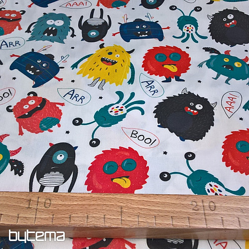 Satin de coton enfant MONSTERS digital