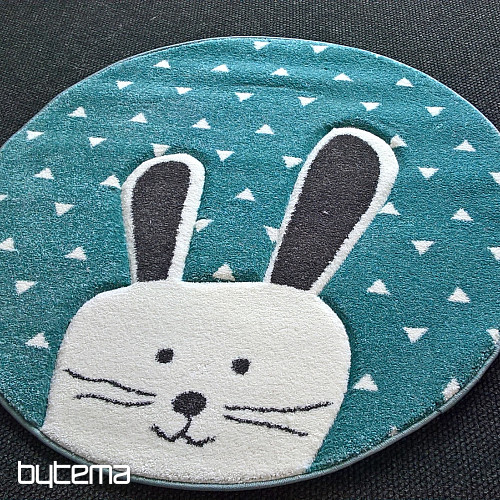 Tapis pièce enfant PASTEL Lapin turquoise