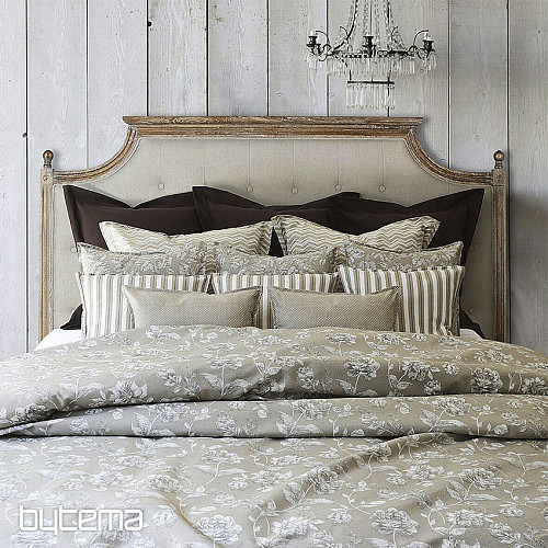 Tissu décoratif NATUR ROSES FEUILLE