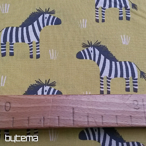 Tissu coton ZEBRA jaune-vert